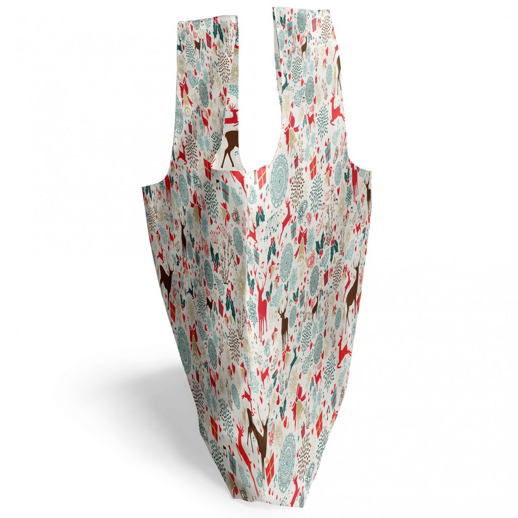 ABAKUHAUS Weihnachten Tragetasche aus Stoff, Weinlese Weihnachts, Praktische Altagsmode Einkaufstaschen, Petrol, Blau, Braun