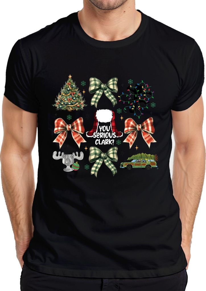 You Serious Clark Weihnachtsbaum Griswold Auto Lichterkette Retro Herren T-Shirt, Schwarz, L