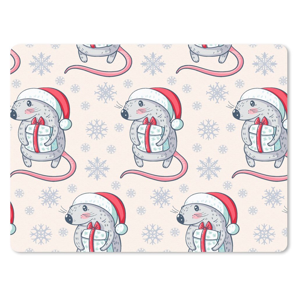 MuchoWow Mauspad Mousepad Ratte - Weihnachtsgeschenk - Kinder - Weihnachten - Muster 23x19 cm - Mousepads - Maus Mat - Pad - Mausunterlage - Schr...