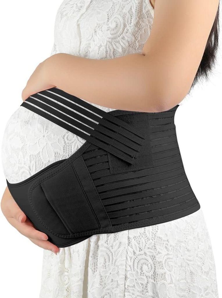 INF Verstellbarer Schwangerschafts Bauchstützgürtel - Atmungsaktiv, Schwarz XXL