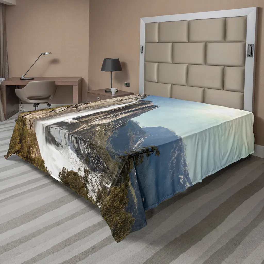 Drap plat pour lit décoratif Yosemite paysage sauvage 244x205 cm vert