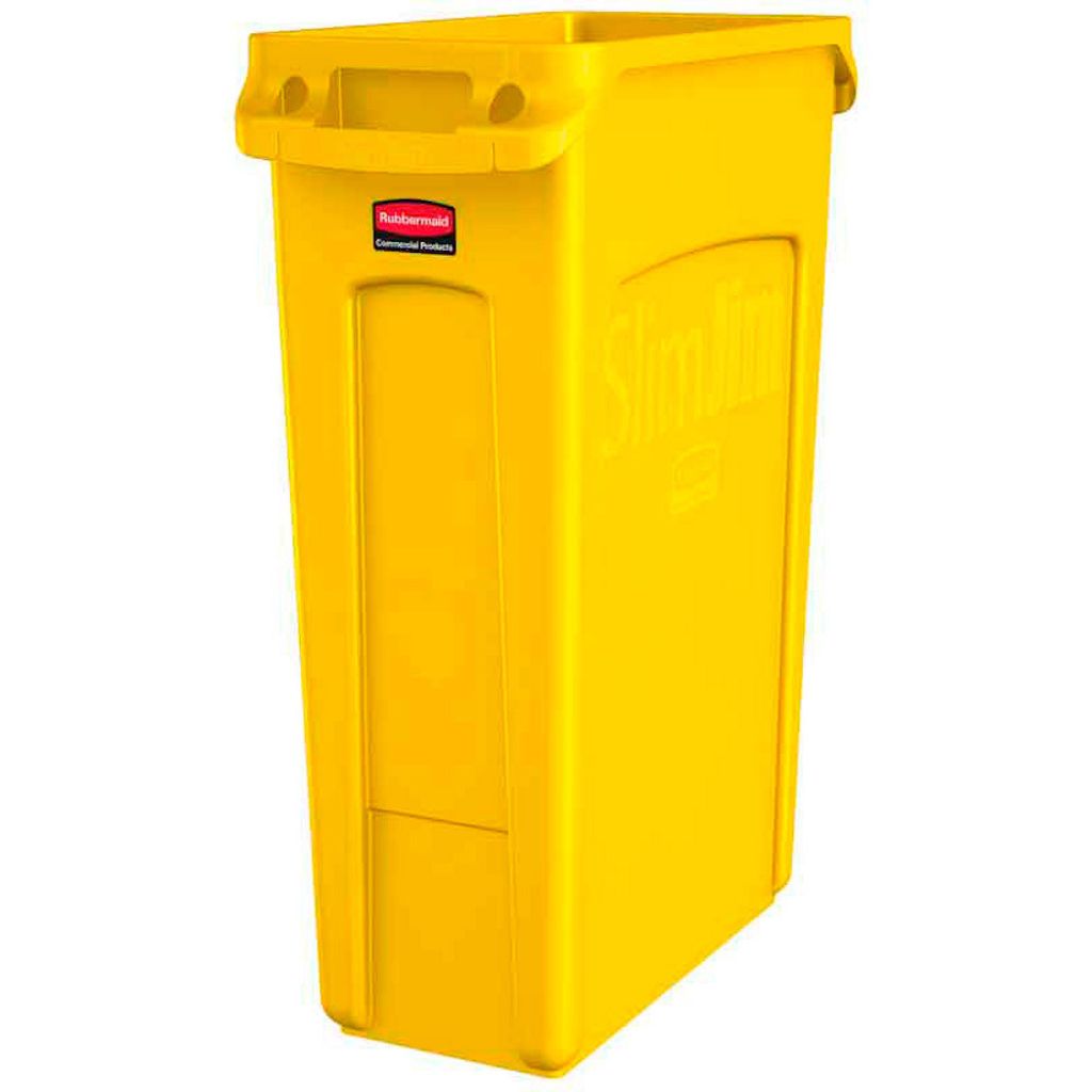 Rubbermaid Slim Jim Mülleimer mit Belüftungskanälen | 87 Liter, HxBxT 76,2x28x56cm | Gelb