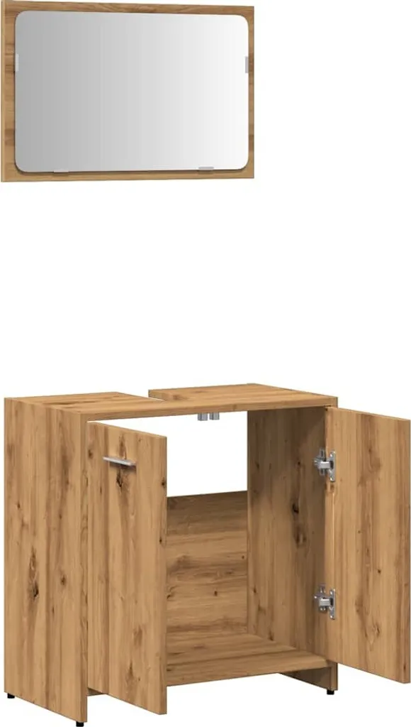 SYFAX™ Mobile da Bagno con Specchio Rovere Artigianale Truciolato - 6