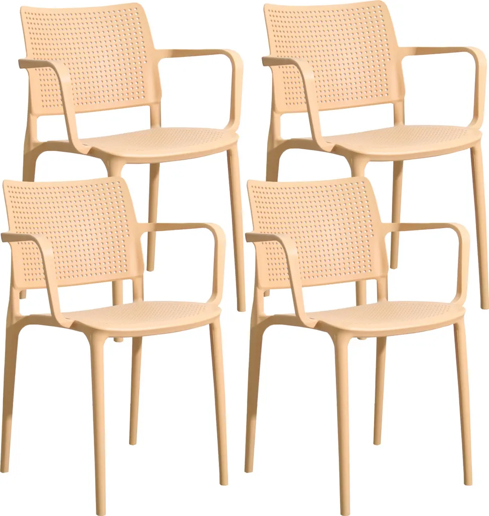 Chaises de jardin empilables jaune clair lot de 4 faciles à ranger