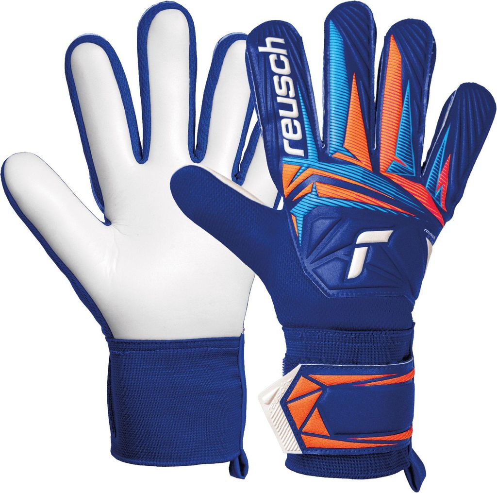 Reusch Torwarthandschuhe Attrakt Starter Solid mit hochelastischem, sicherem Verschluss 4126 sharp blu/wht/shock orng 8