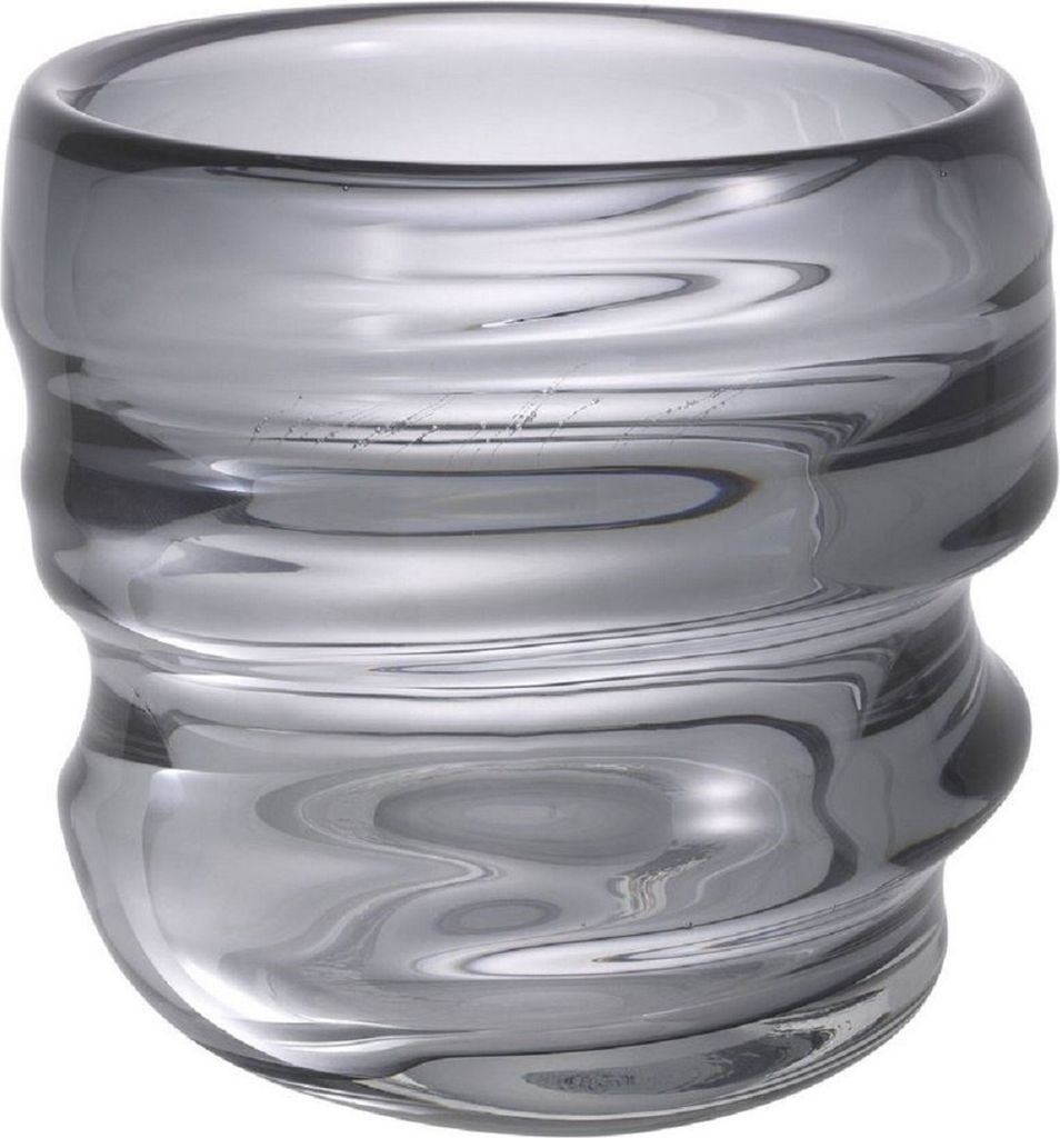 Casa Padrino Luxus Deko Glas Vase Grau Ø 22 x H. 24 cm - Elegante mundgeblasene Blumenvase - Luxus Deko Accessoires