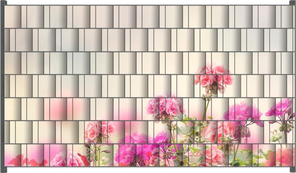 Wallario Zaunsichtschutz mit Motiv Zarte Blüten in Rosa für Ein- und Doppelstabmatten Zäune in der Größe 250 x 140 cm