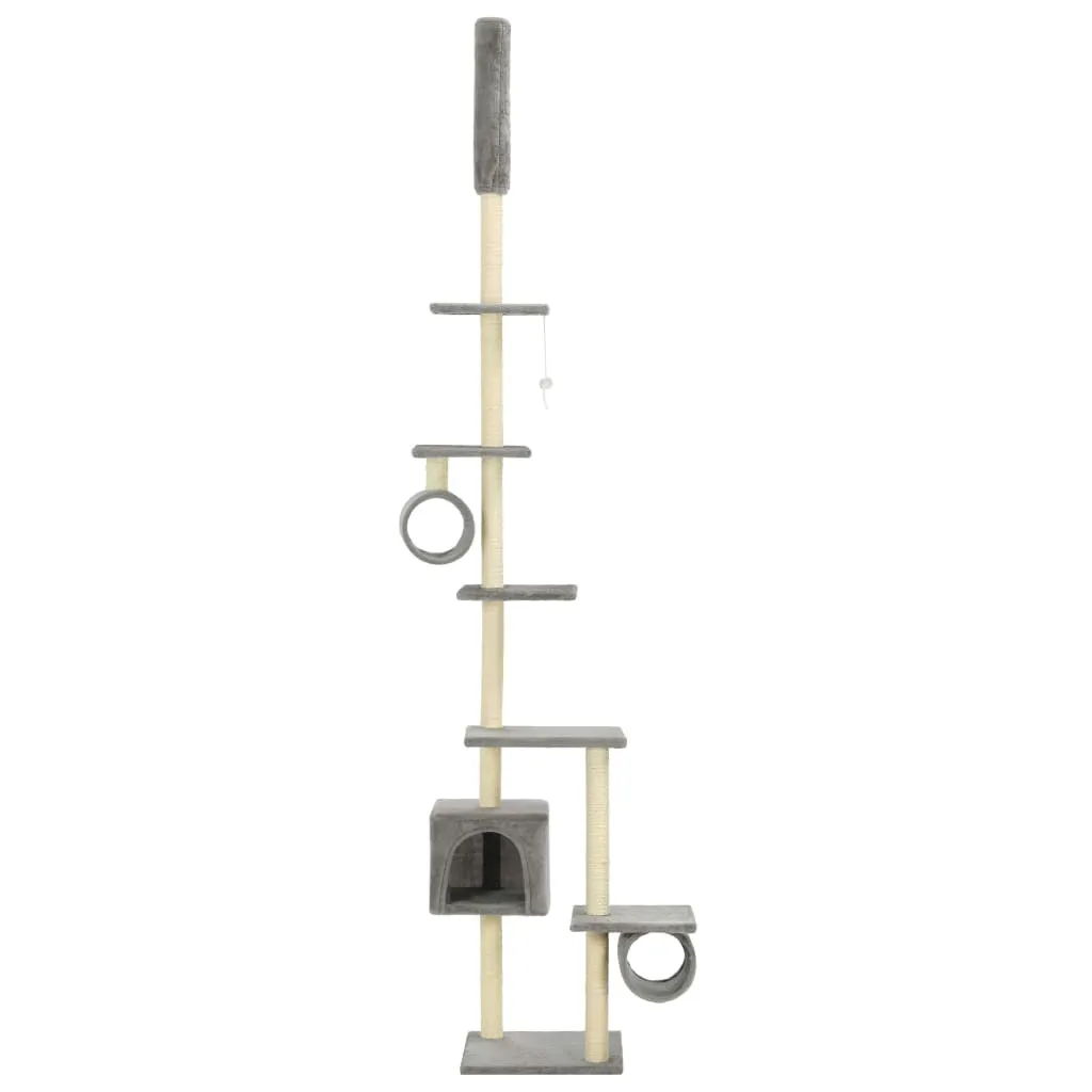 The Living Store Arbre à chat avec griffoirs en sisal 260 cm - Gris Foncé
