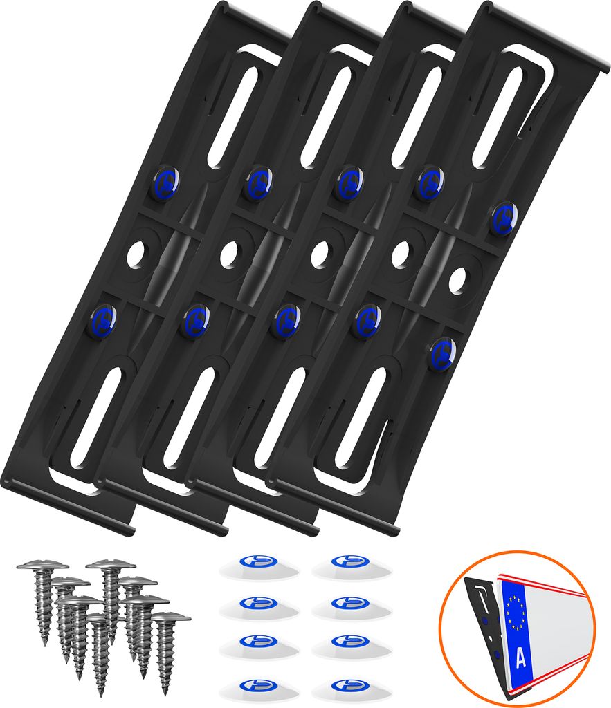 2 Kennzeichenhalter Österreich rahmenlos schwarz Kennzeichtafeln 520x120 mm