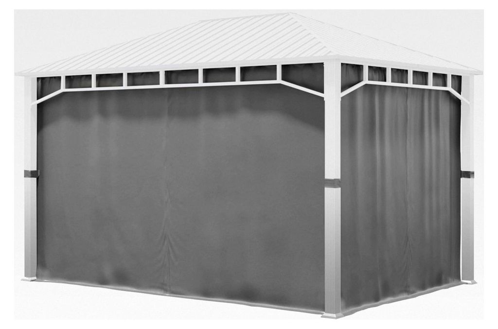 4 Seitenwände für Gartenpavillon Sunset Superior 3x4 m - Polyester ca. 180 g/m² - mit Reißverschluss - grau