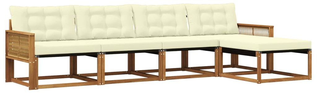 “2026 Modern“ Braun Outdoor-Sofagarnitur mit Kissen 5 pcs Natur und Creme - Designermöbel 66249 - Gartensofas