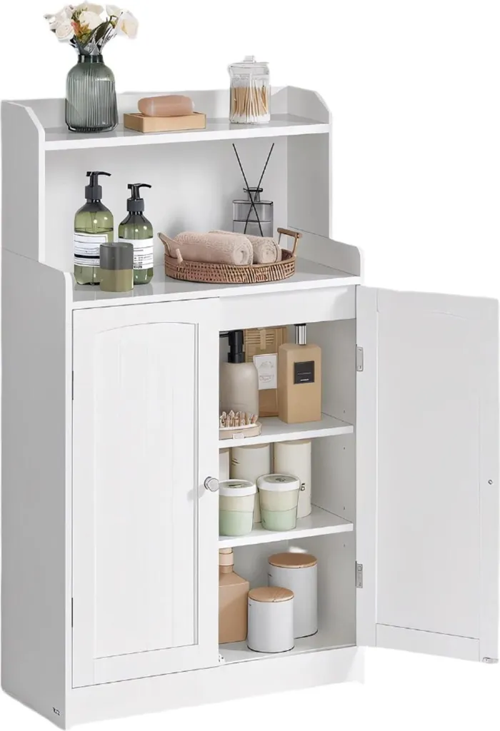 Armoire de Toilette Haute Rootz avec Rangement Modulable et Portes MDF