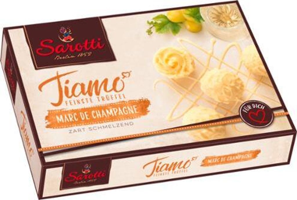 Sarotti Tiamo feinste Champagner Trüffel Marc de Champagne Produktbild 