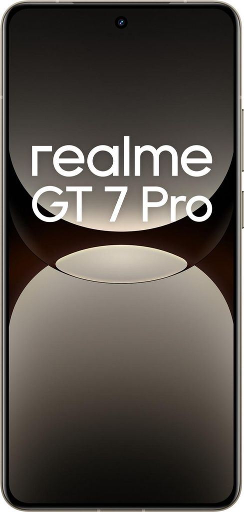 A smartphone with the brand and model name displayed on the screen.