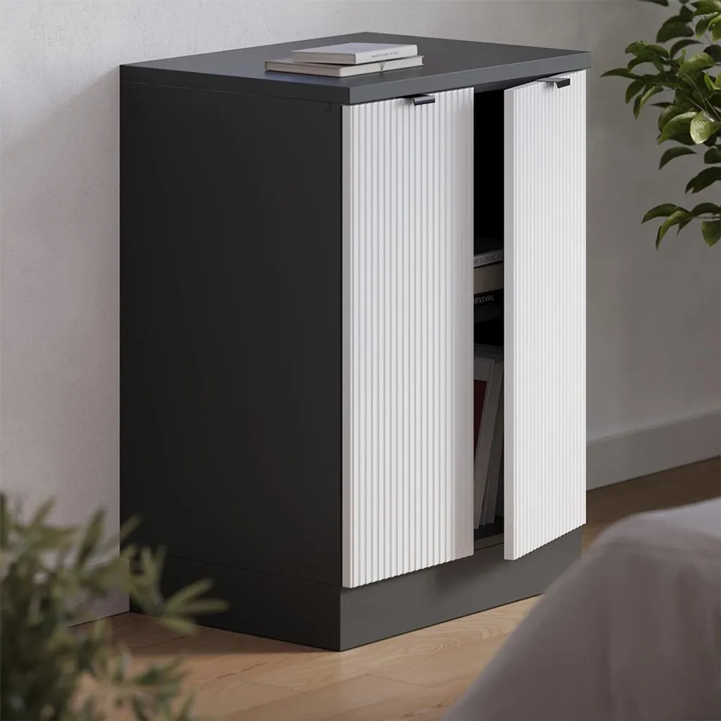 Meuble de Rangement Bas pour Combles et Sous-pente Blanc Cannelé 60cm - 6