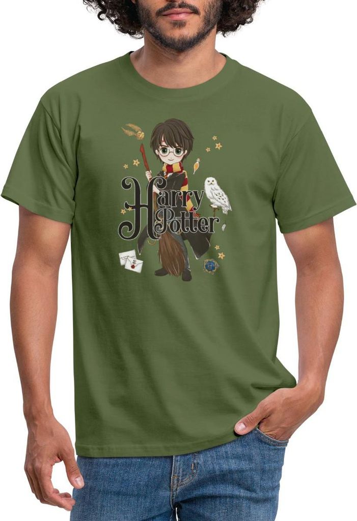 Spreadshirt Harry Potter Elemente Männer T-Shirt, S, Militärgrün
