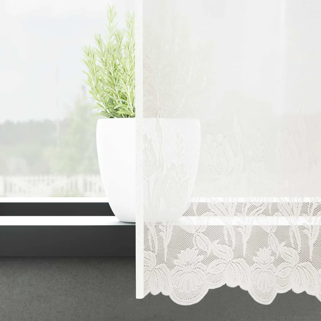 Tenda in Pizzo Bianco 200x1200 cm - Eleganza Vintage per Grandi Vetrate - 3