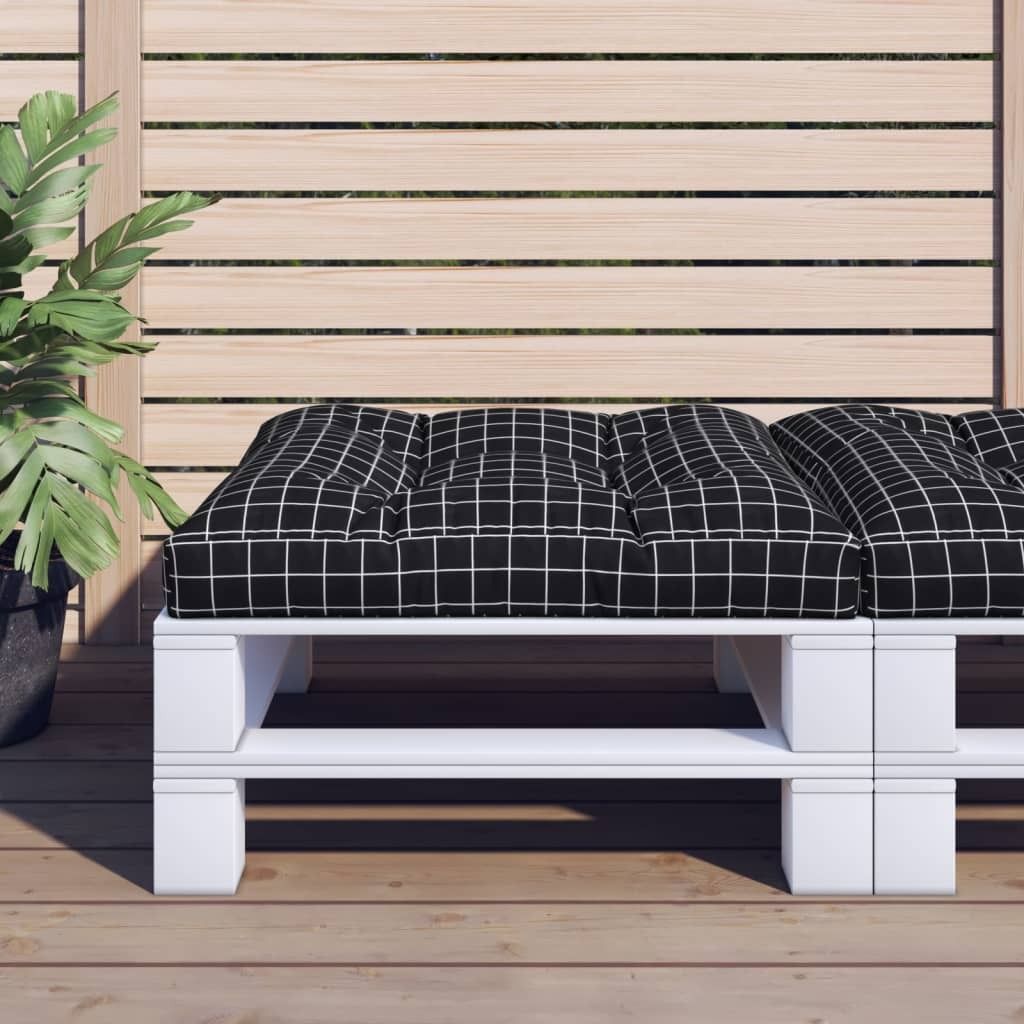 The Living Store Palettenkissen Schwarz Karomuster 80x80x12 cm Stoff