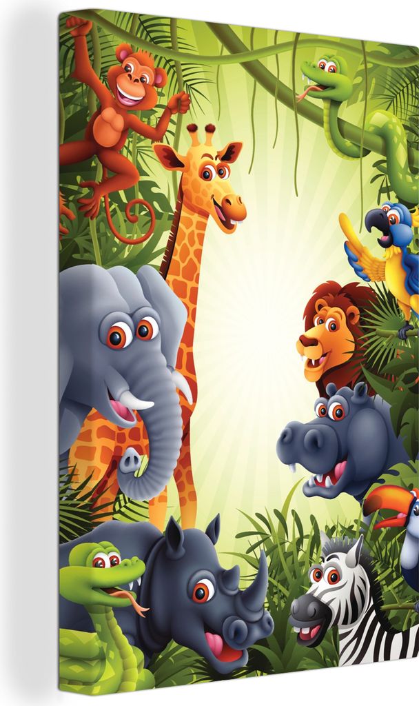 OneMillionCanvasses - Leinwandbilder - 90x140 cm, Dschungel - Jungen - Mädchen - Baby - Elefant - Löwe - Giraffe, Wandbilder Kunstdruck Wanddek...