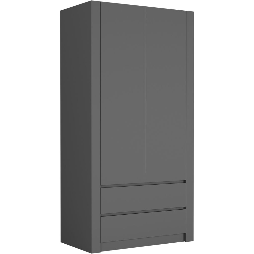 Framire Kleiderschrank mit Fächern und Schubladen 180 x 90 x 55 cm, Modell MODERN B20, Anthrazit