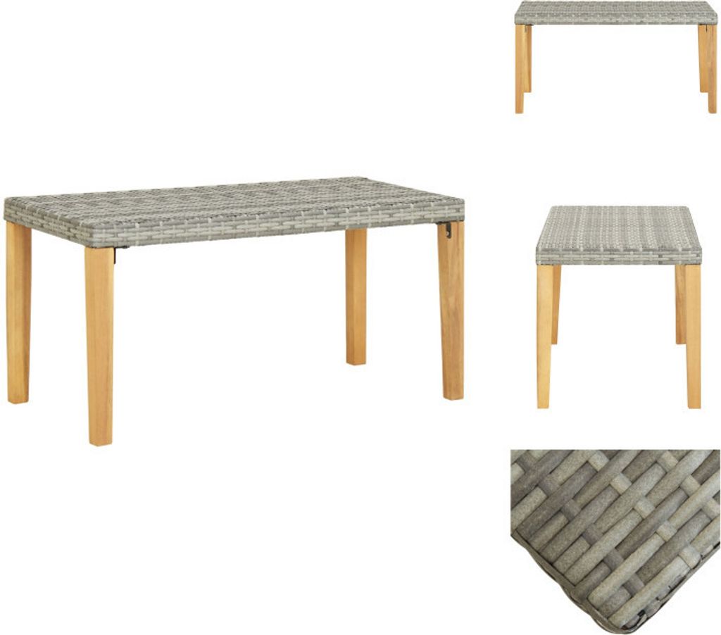 vidaXL Gartenbank 120 cm Grau Poly Rattan und Massivholz Akazie - Gartenbänke
