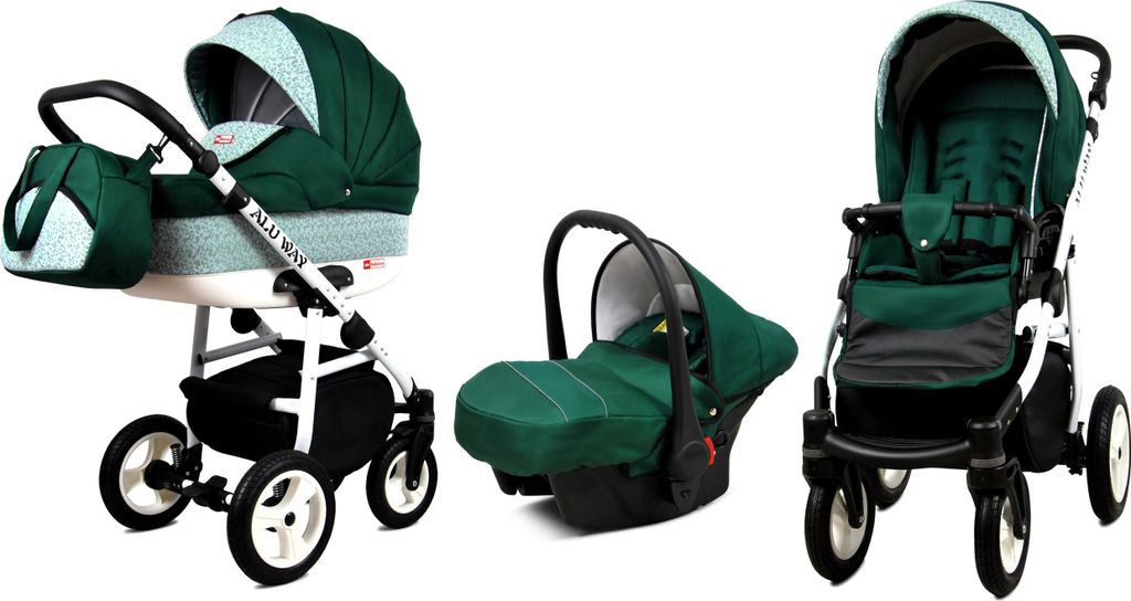 BabyLux Alu Way | 3in1 Kinderwagen | Optical Chili | Kombikinderwagen | Kinderwagenset