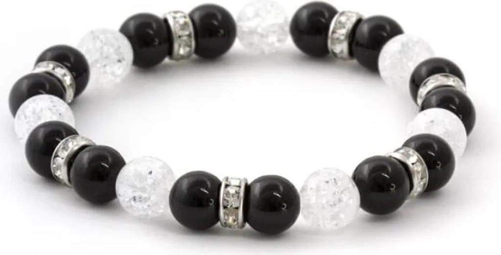 Bracelet d'onyx et de cristal pour accessoiriser une tenue de soirée