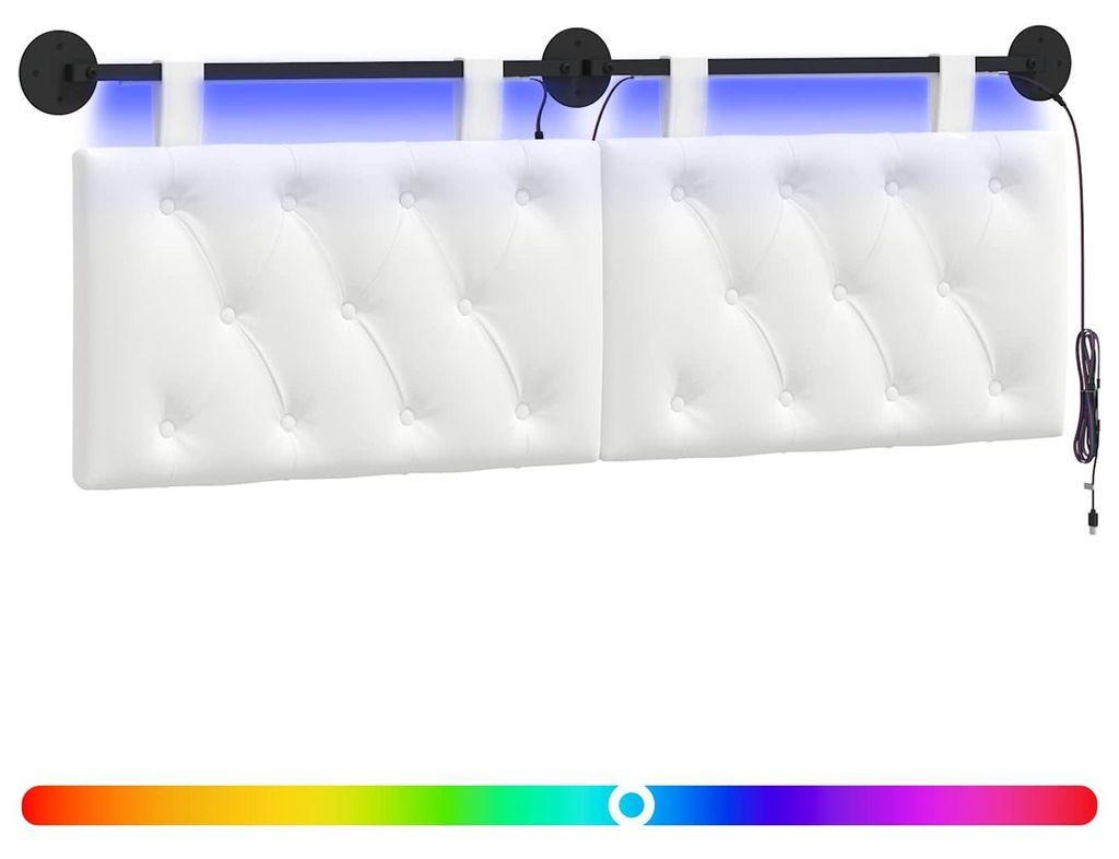 Hängendes Kopfteil Mit LED Licht Weiß Stoff