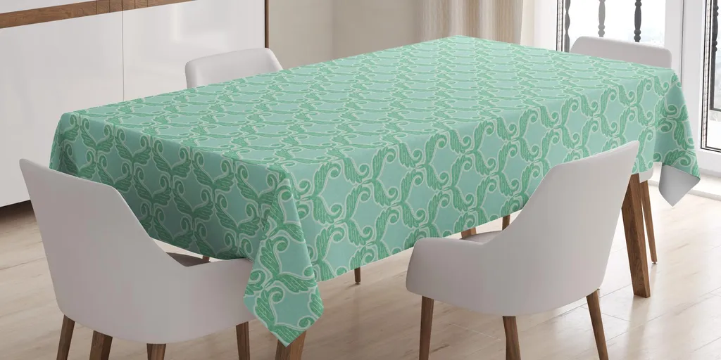ABAKUHAUS Tovaglia vintage, stampa astratta con ali ispirate al design antico Innocent in tonalità pastello, 140 x 240 cm, Pale Seafoam Sea Green