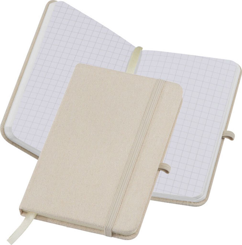 Notizbuch mit Hardcover-Canvas Umschlag / DIN A6 / 160 S. kariert / Farbe: beige