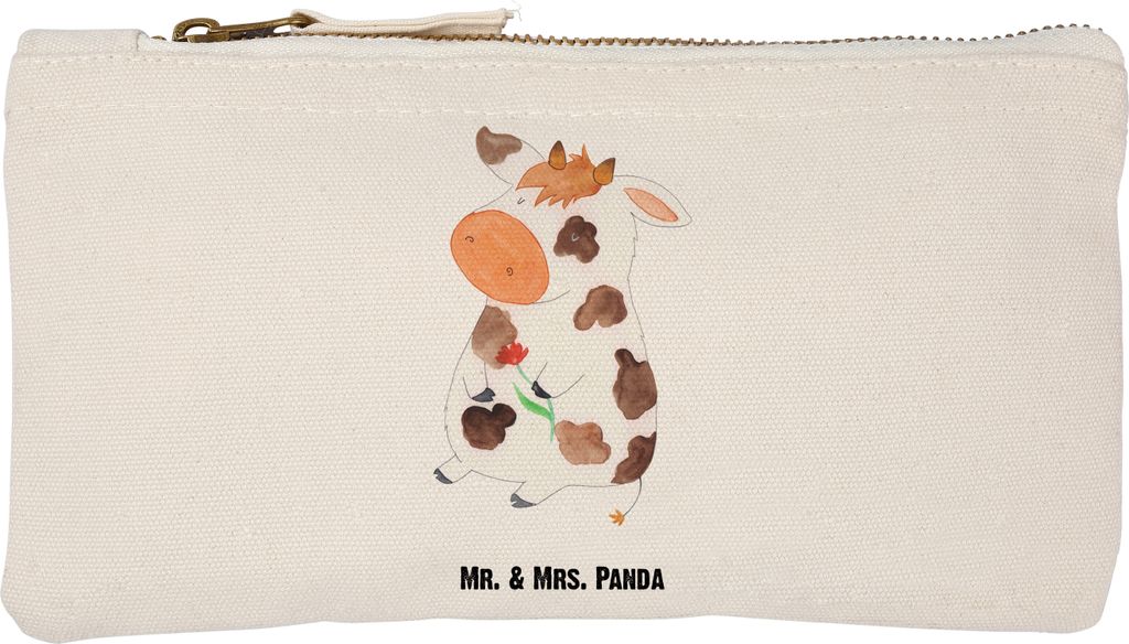 Mr. & Mrs. Panda Federtasche Kuh Größe S Klein - Weiß - Geschenk, Landwirtin, Make-Up Tasche, Pouch, Milch, Spruch, Kulturtasche, Motivtion, Hof...