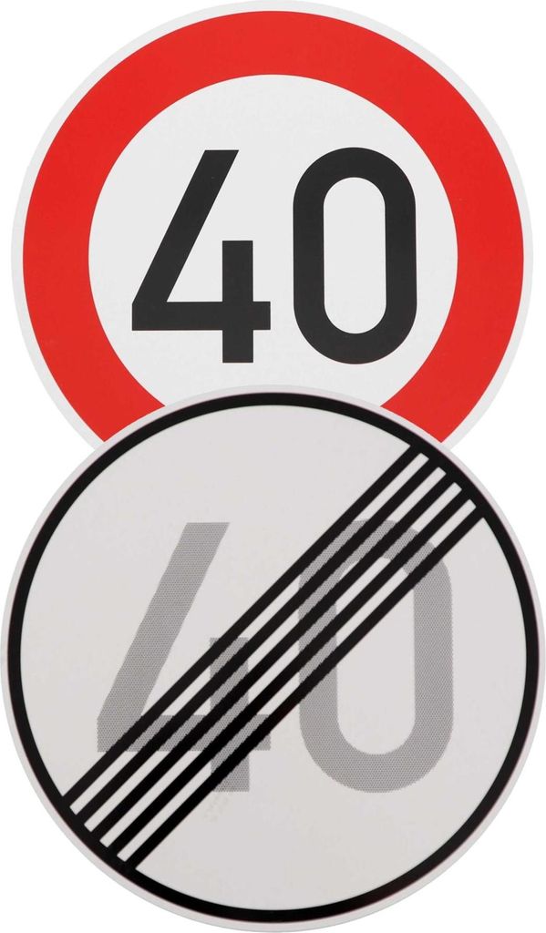 Original 2 x Verkehrszeichen Nr. 278-40 Ende 40 km/h und Nr. 274-40 40 km/h Straßenschild Verkehrsschild Schilder Temposchild 600 mm nach StVO mit...