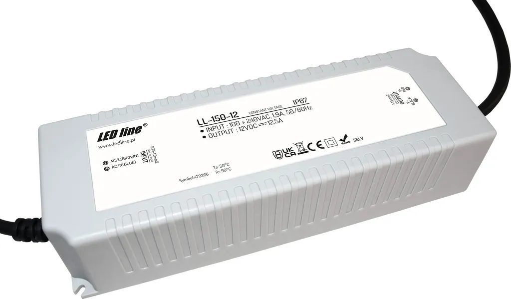 Transformateur LED 12V IP67 étanche 150W à haute conductivité