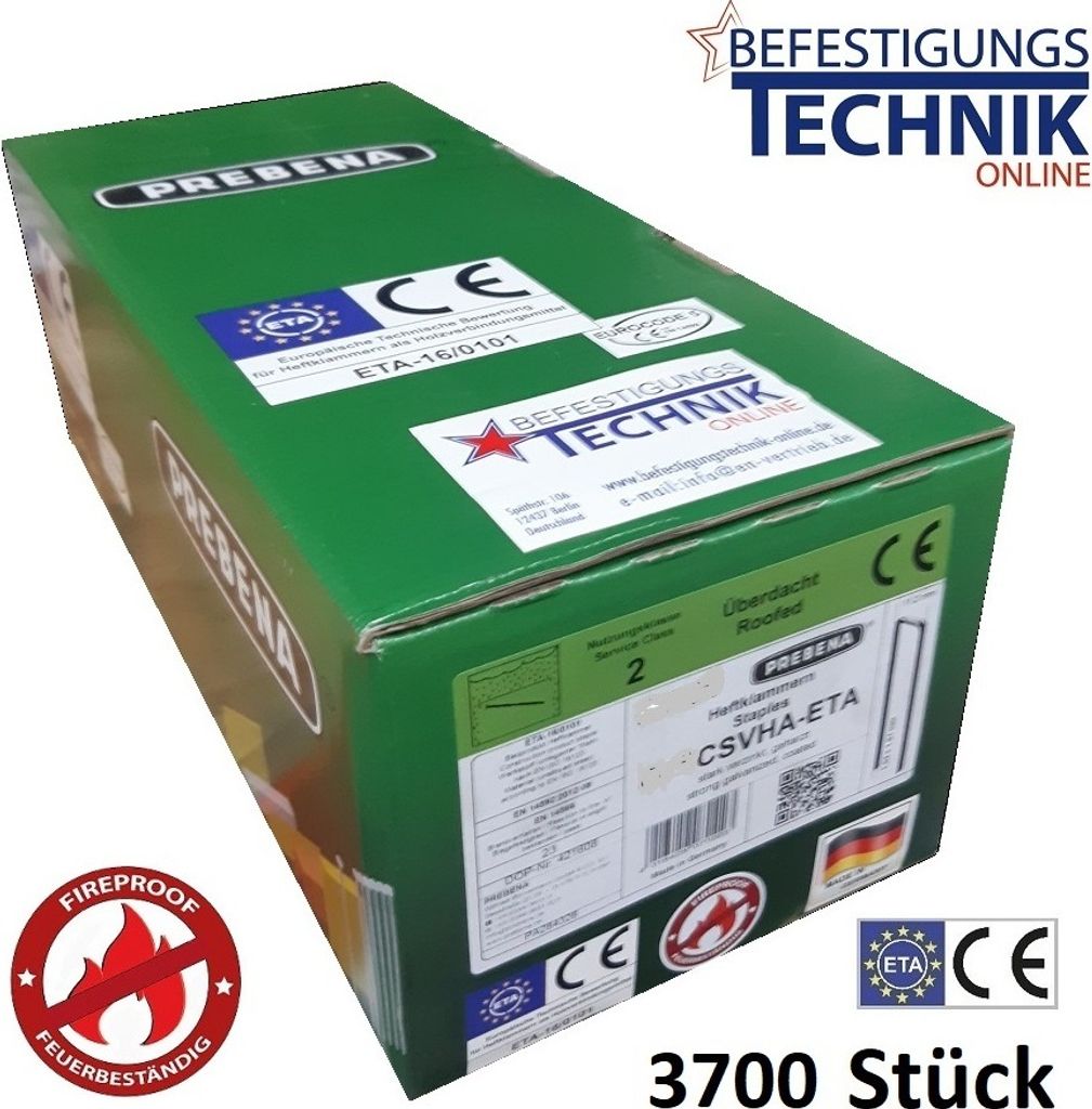 Prebena Q80CSVHA-ETA 80mm Brandschutz Klammern verzinkt für Senco Würth Q Haubold HD7900 3,7M KL-39