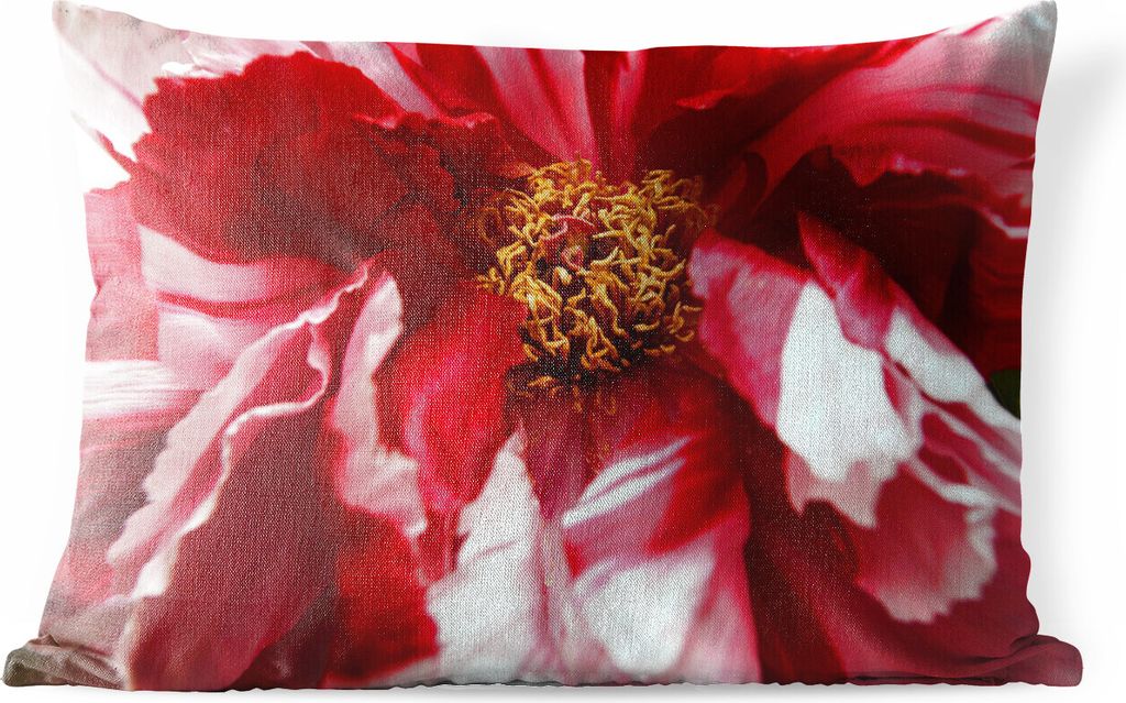 MuchoWow Outdoor Kissen - Eine verblühte rote Pfingstrose - 60x40 cm - Wetterfest - Lounge Kissen - Zierkissen - Kissen für Innenräume