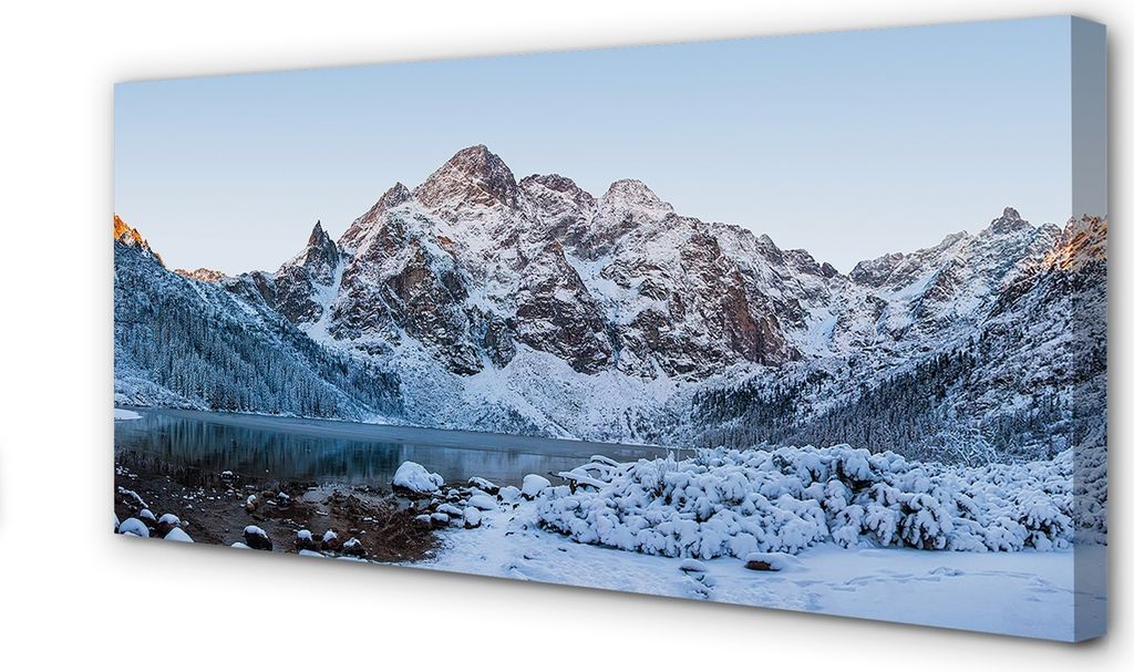 Leinwandbild 100x50 Wandkunst Berg Wintersee