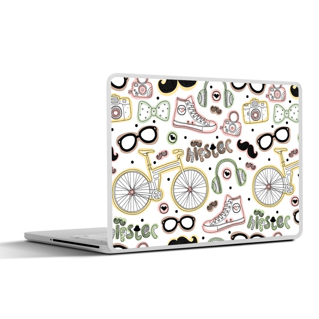 MuchoWow Laptop Aufkleber Sticker Cover Doodle - Kopfhörer - Muster 25x18 cm - Laptop-Deko