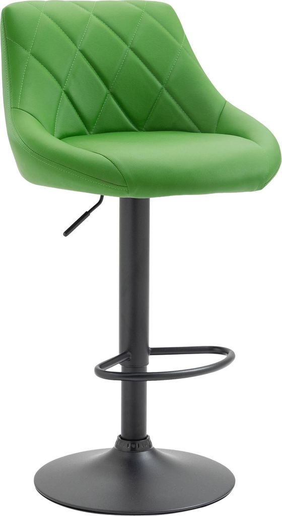 Barhocker FALON - Kunstleder Grün 46x49x83 cm Schwarz | Barstuhl Mit Lehne Drehbar Tresenhocker Tresenstuhl Kneipenhocker Kneipenstuhl