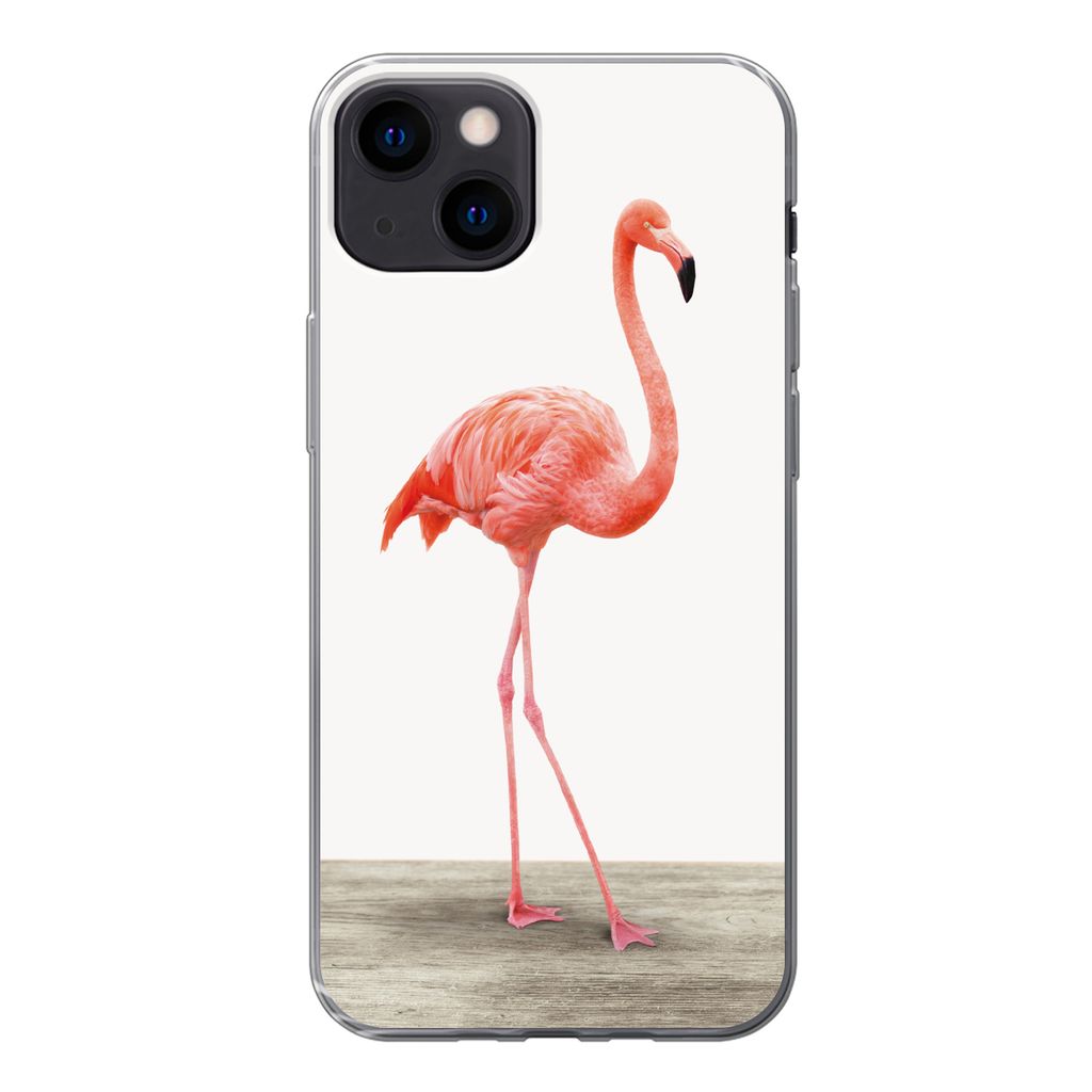 MuchoWow Handyhülle Schutzhülle Hülle für iPhone 13 Flamingo - Rosa - Vogel - Mädchen - Jungen - Kind Silikon Softcase Handy Hülle - Karten...