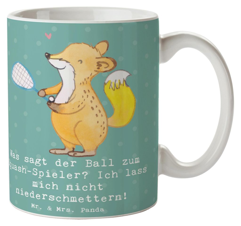 Mr. & Mrs. Panda Trinkbecher Squash Humor - Meeresbrise - Geschenk, Tasse, Sport, Sportler, cappuccinotasse, Ballspiel, Kaffeebecher, Schläger, Ka...