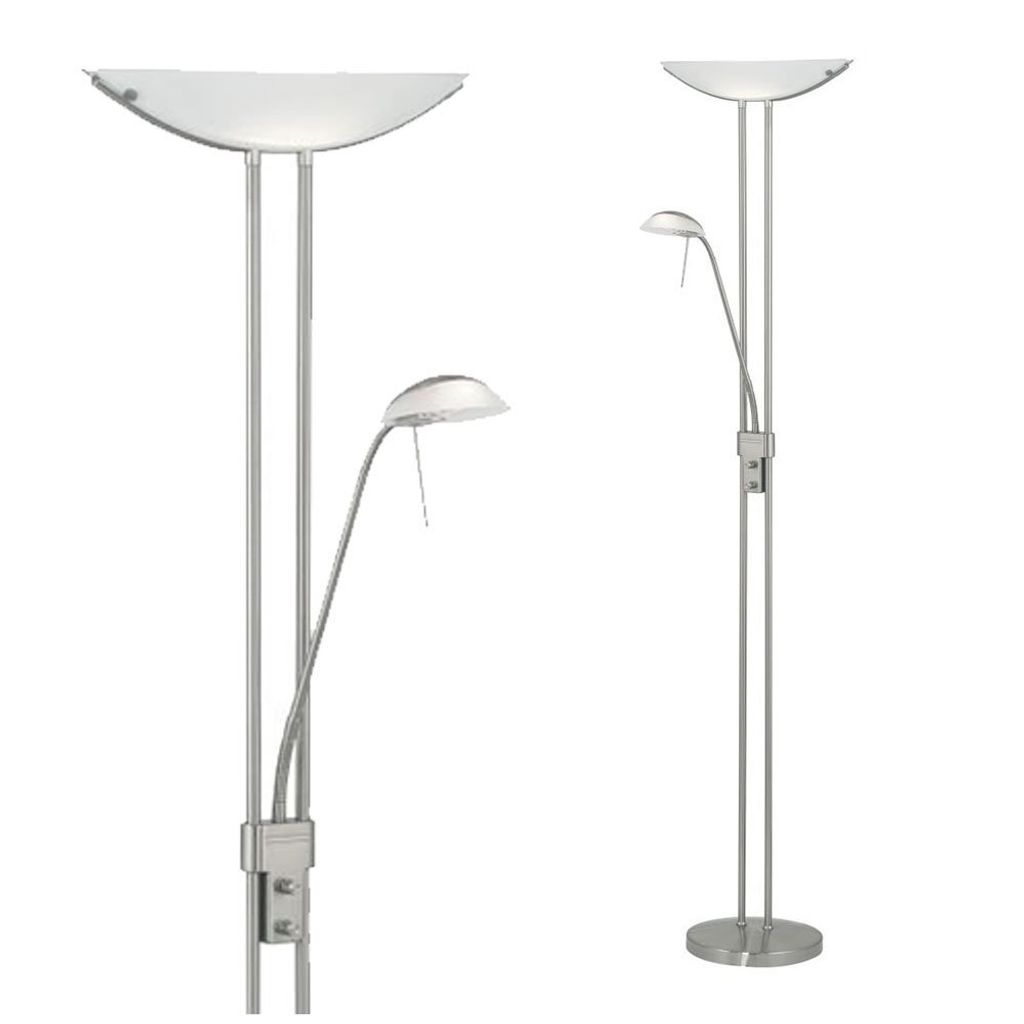 Two modern floor lamps are shown against a white background.