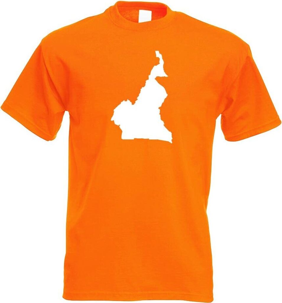 Kiwistar - T-Shirt - orange - Kamerun Umriss Kontur Herren Funshirt Bedruckt Design Sprüche Spruch Motive - mit Motiv Bedruckt - Funshirt Design -...