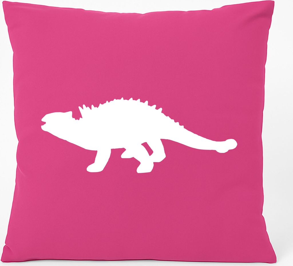 Huuraa Kissen Ankylosaurus Dinosaurier 40x40cm mit Füllung Fuchsia Baumwolle Dekokissen Geschenkidee