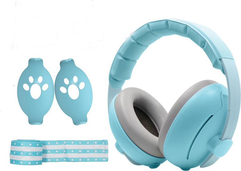 2 in 1 Gehörschutz Baby Lärmschutz bis zu 25dB Baby Ohrenschützer Lärmschutz Kopfhörer mit rutschfestem Band Blau