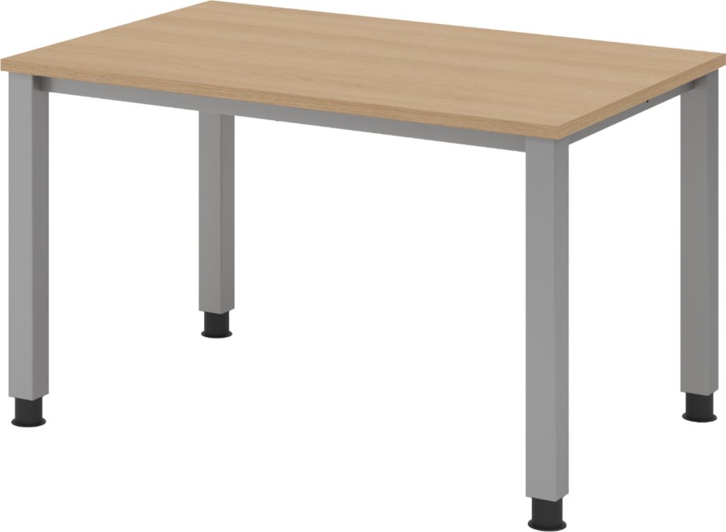bümö Schreibtisch Serie-Q Gestell: Silber - Größe: 120 x 80 cm, Nachbildung: Eiche