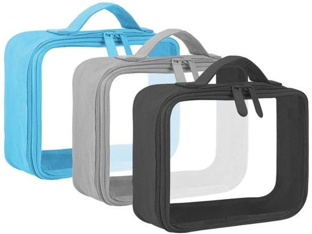 Trousse de toilette transparente lot de 3 format cabine avion étanche