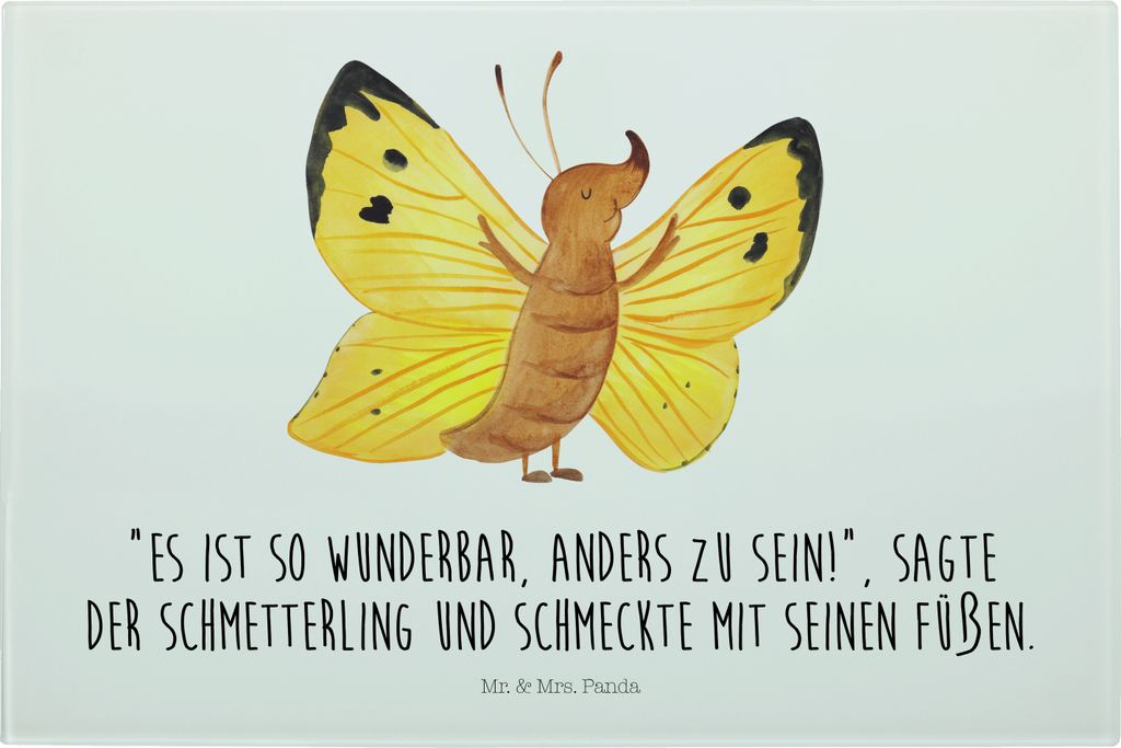 Mr. & Mrs. Panda Hackbrett Schmetterling Zitronenfalter - Weiß - Geschenk, Fakt, Liebe, Außergewöhnlich, Servierplatte, Frühstücksbrett, Schne...
