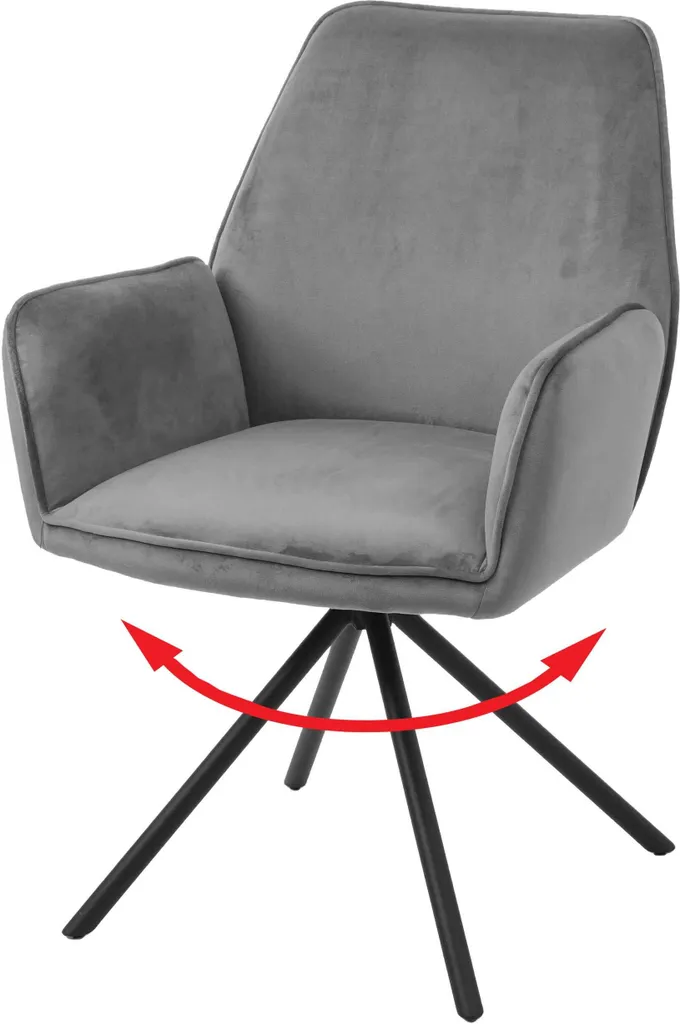 Chaise de repas pivotante pour salle à manger moderne en velours gris