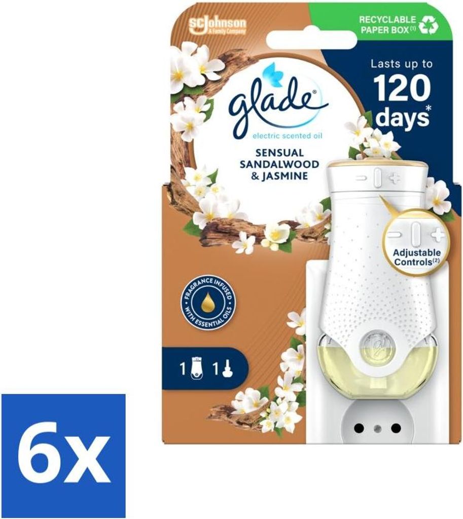 Glade – Holder Electric Oil – Sinnliches Sandelholz-Jasmin - Vorteilspack - 6 Stücke