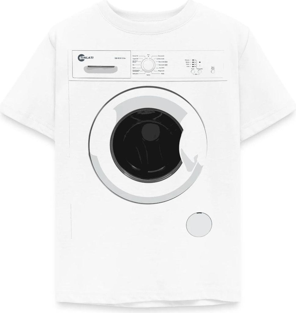 Spreadshirt Waschmaschine Kostümersatz Fasching Karneval Kinder T-Shirt, 98/104 (3-4 Jahre), Weiß